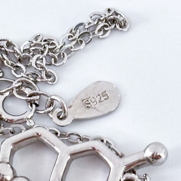 Serotonin Molecule Pendant Necklace | Sterling Silver 925 Science Jewelry - Picture 4 of 7